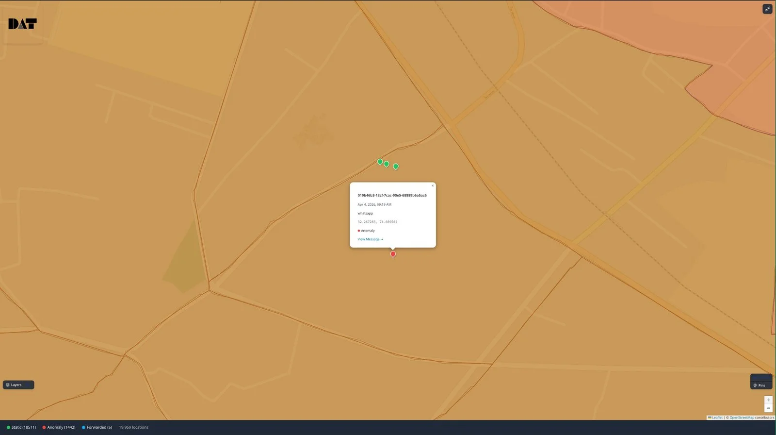 Individual field record detail, with timestamp and channel