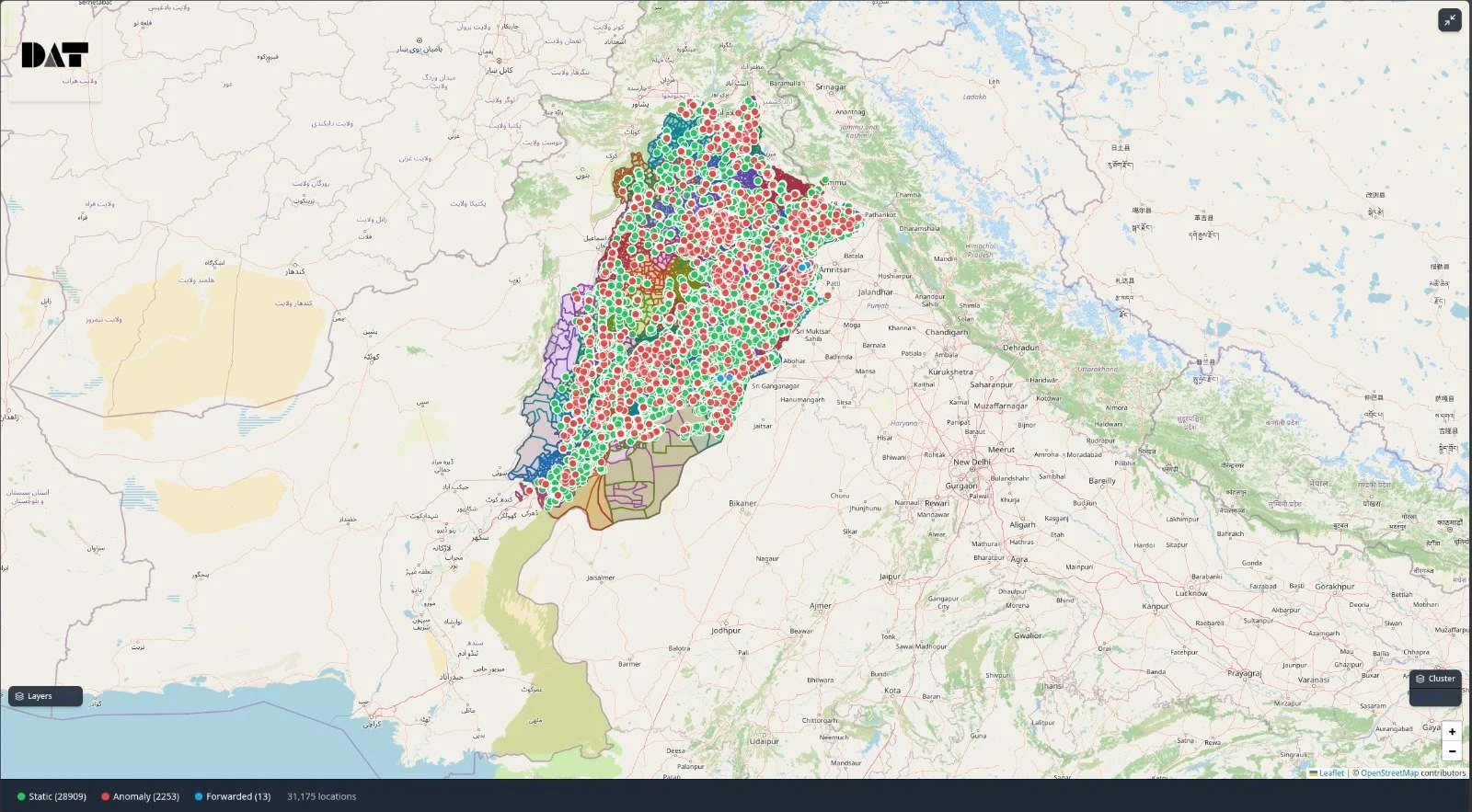 Live field map — 31,175 tracked locations across Punjab